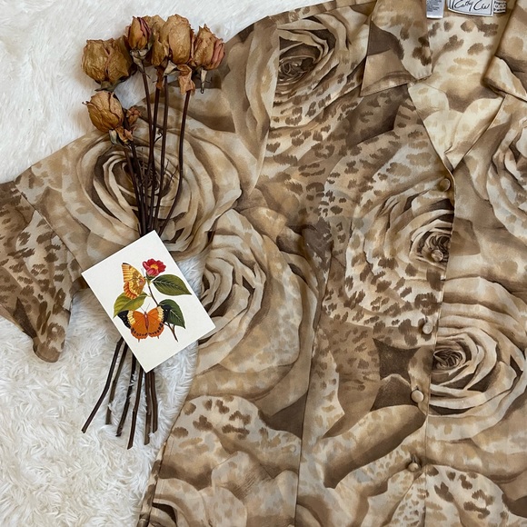 Vintage 80s Kathy Che floral brown button down top - Picture 16 of 16